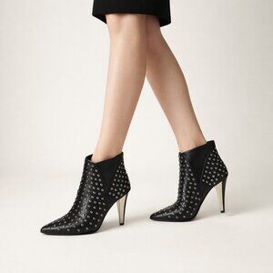 Michael Kors Collection Studded Leather Ankle Boots Italy Pointed Toe Stiletto S